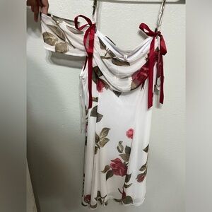 Off the shoulder bow dress.